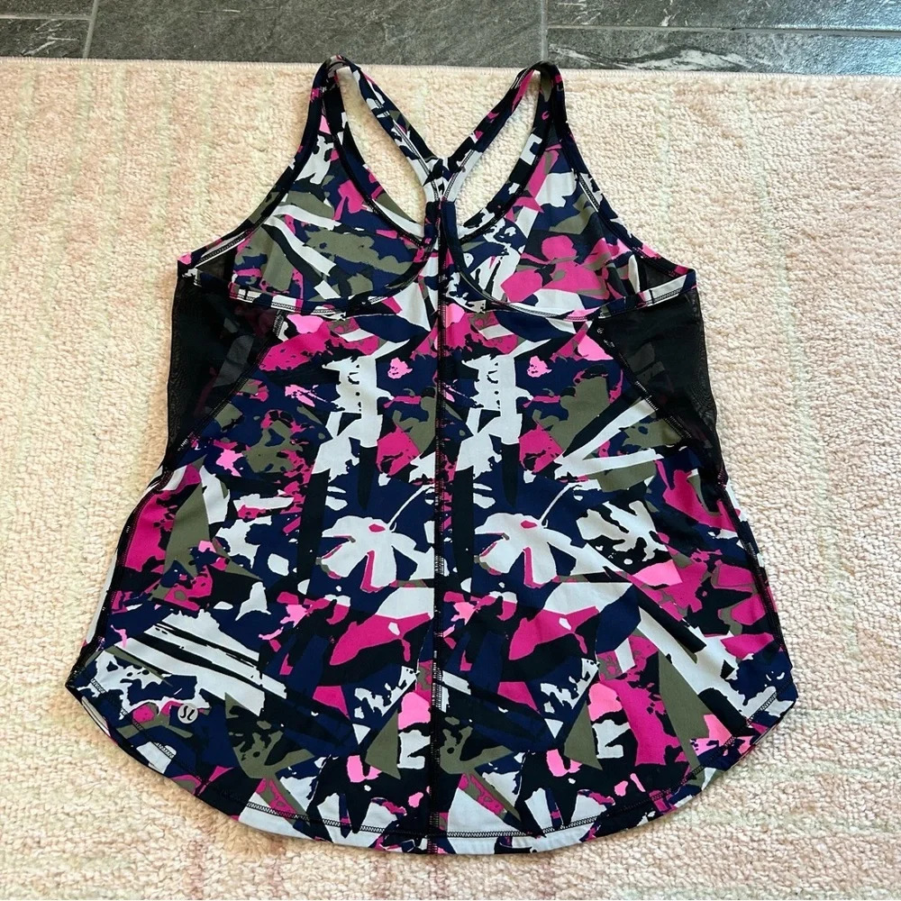 Lululemon Fast Lane Singlet Racerback Tank Top Size 6 Abstract‎ Floral Print - Picture 2 of 9